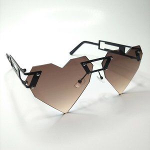 Brown Heart Sunglasses Valentines Day Gift for Women. UV400. Brand New. Unworn.